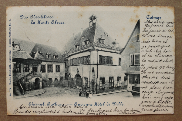 Postcard PC Colmar Alsace 1900 old town hall street France 68 Haut Rhin
